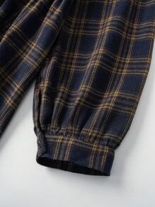 EMERY ROSE Plus Size Women Plaid Long Sleeve Button Down Leisure Shirt Dress For Fall, Winter Women Clothes - Orange - View 5