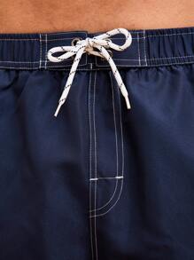 Surfspeed Men's Loose Fit Drawstring Waist Pocketed Beach Shorts - Blue - View 7