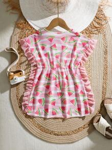 1pc Young Girl Mesh Sheer Cover-Up With Random Print - Multicolor - View 2