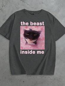 INAWLY Funny Cat Meme T-Shirt Gift, Cat T-Shirt, Cat Graphic T-Shirt, Humorous Cat T-Shirt For Women