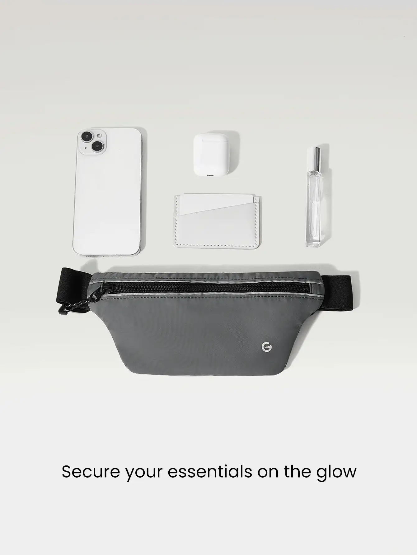 GLOWMODE Slim Running Waist Belt Bag Cycling Gym Phone Bag - Grey - View 2