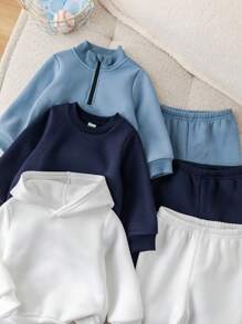 SHEIN Leap Crew 6 Pieces Set: Baby Boys Letter Print Hoodie Sweatshirt And Drawstring Pants - Multicolor - View 6