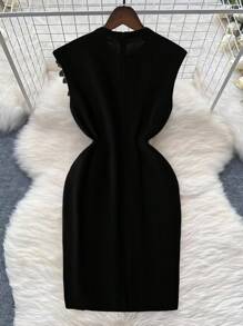 SHEIN Clasi Váy sườn xám phong cách Trung Hoa cỡ lớn cho nữ - màu đen - Xem 2