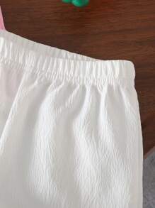 Set de 2 piezas de ropa de verano para bebé/niña pequeña con blusa de manga corta y shorts lindos - Rosa - Ver 3