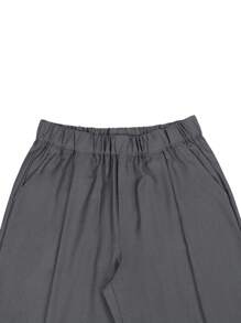 Manfinity Hypemode Manfinity Hypemode Elastic Waist Casual Pants, Loose Straight Leg Versatile Fashion Long Pants