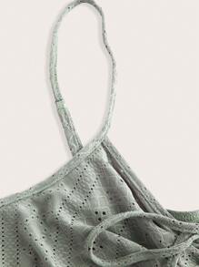 SHEIN EZwear 大码女式薄荷绿色前抽绳针织吊带背心 - 薄荷綠 - 查看 4