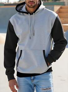 Men's Simple Stylish Casual Hooded Sweatshirt, For Daily Wear - Multicolor - View 4