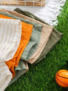 SHEIN Leap Crew Conjunto de 5 piezas de ropa deportiva informal para niños pequeños con estilo artístico y retro, pantalones cortos decorados con faja a rayas, conjunto económico de pantalones cortos de múltiples piezas