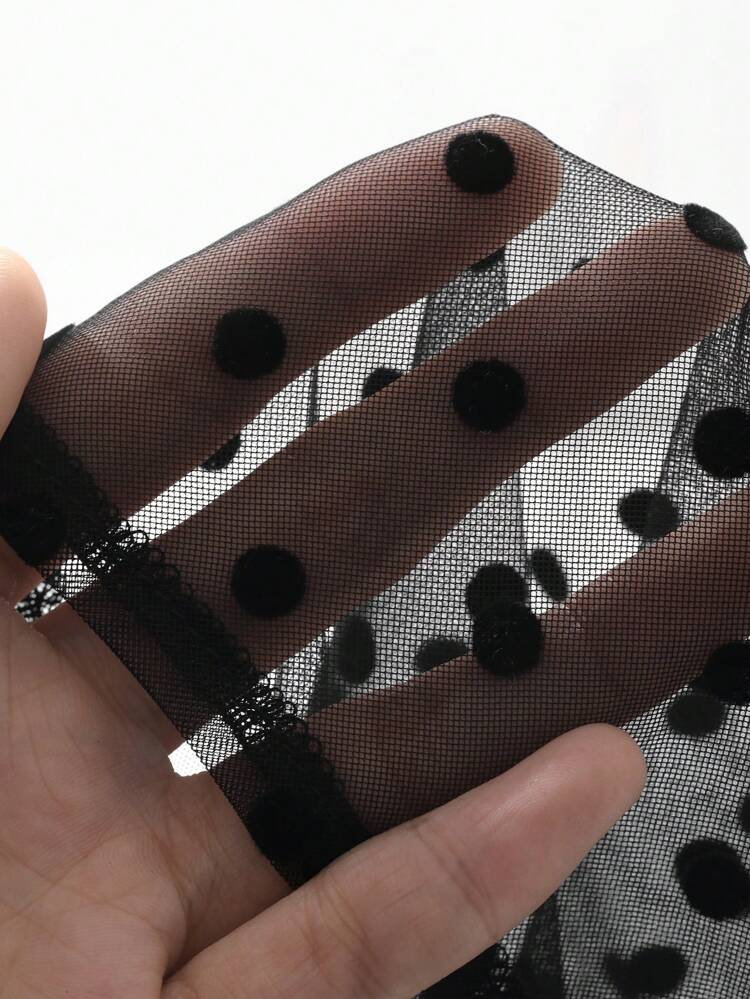 Women's Polka Dot Sheer Short Sleeve Blouse, Minimalist Fashion Casual For Daily Wear