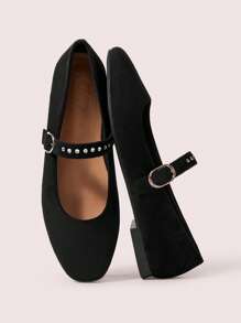 CUCCOO DOLLMOD Cuccoo Flat Round Toe Large Diamond Fashionable Women Loafers - Black - View 2