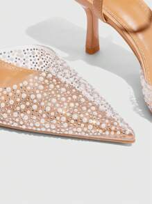 CUCCOO SZL Women's Pointed Toe High-Heel Fashionable Apricot Crystal Transparent Glass Stiletto High Heel Slingback Pumps Spring Shoes Spring Break Easter Prom Heels - Apricot - View 10