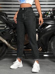 SHEIN PETITE Casual Denim Jeans, Simple And Fashion For Daily Wear