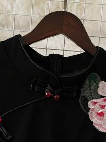 SHEIN Clasi Váy sườn xám phong cách Trung Hoa cỡ lớn cho nữ - màu đen - Xem 5