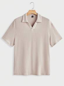 Manfinity VCAY Men's Loose Fit Drop Shoulder Polo Shirt Set, Suitable For Summer - Apricot - View 8