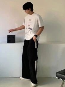 DAZY Grey Men's T-Shirt With Letter Print, Spring/Summer - Grey - View 7