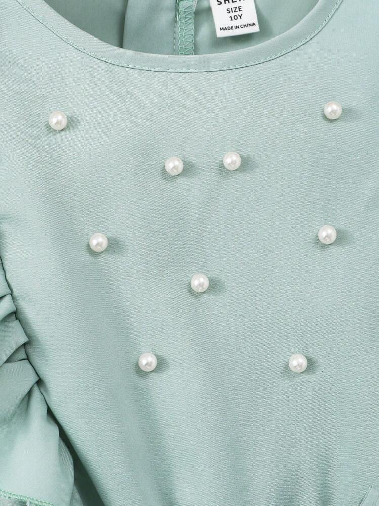 Tween Girl' Olive Green Sleeveless Jumpsuit With Beaded Ruffle Front, Adorable Summer Style,Holiday,Summer,Travel - Olive Green - View 4