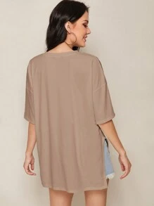 SHEIN Essnce Women's Solid Color Short Sleeve Casual & Simple T-Shirt, Everyday Wear