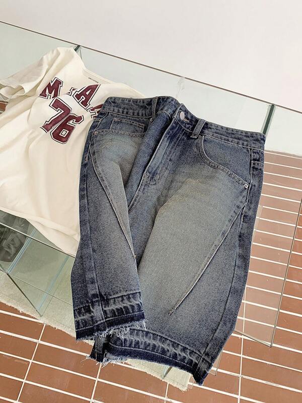 DAZY Pantalones cortos de mezclilla casual desgastados y desgastados para mujer