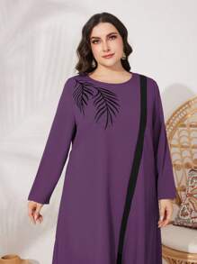 Mulvari 2pcs/Set Plus Size Casual Long Sleeve Top And Pants, Simple And Fashionable For Everyday Wear Fall - Purple - View 6