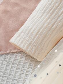 SHEIN Roze ster pailletten mesh tutu jurk voor jonge meisjes met kraag, lange mouwen, strik, prinsessenfeestjurk voor lente en herfst