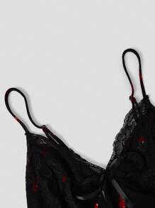 Sweetra Plus Size Black Cherry Dress With Lace Bodice And Mermaid - Black - View 6