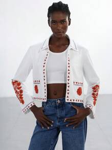 Aveloria Modichic 麂皮领刺绣短夹克外套