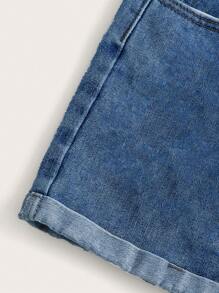 GlowEve Quần short denim giản dị, thời trang và đơn giản để mặc hàng ngày - Rửa trung bình - Xem 4