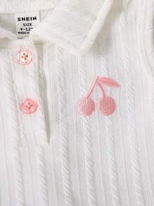 Set da 2 pezzi per bambine, con top con ricamo floreale e gonna con orlo plissettato, dolce e alla moda per l'uso all'aperto, primavera/estate - Rosa - Visualizzare 8