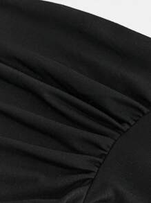 Girlism 青少年女孩 2 件套休闲灰色褶皱长袖修身针织上衣和喇叭裤套装，适合居家和户外、旅行装机场 - 黑色 - 查看 10