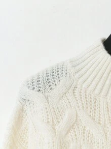 Chiquease 2 件针织毛衣套装：纯色长袖上衣和裙子，休闲时尚，适合日常穿着 - 杏色 - 查看 5