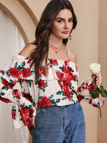 Chiquease Women's Casual Vacation Off Shoulder Top, Simple Fashion Casual Everyday - Apricot - View 1