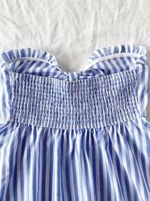 Soleia Women's Casual Striped Tie-Up Bandeau Top For Vacation - Blue - View 5