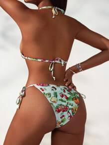SHEIN Swim 2 件套女士性感水果蔬菜印花比基尼套装，适合夏季海滩度假 - 彩色 - 查看 2