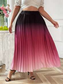 Celure 大码女式褶皱渐变色宽松休闲裙，春夏 - 彩色 - 查看 4