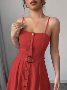 Chiquease 前扣系腰带吊带长款女式连衣裙 - 紅色 - 查看 8