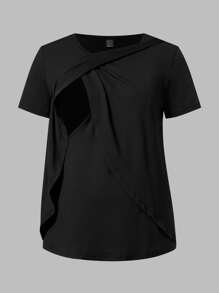 Modmama Maternity 2pcs Casual Nursing T-Shirt, Simple & Fashionable For Everyday Wear - Black and White - View 14