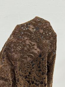 Coolane Women's Spring/Summer For Country Festival Outfits Floral Textured Brown Long Halter Top - Coffee Brown - View 7