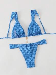 Swim Mod Ensemble de Bikini à imprimé Floral de Style Vintage pour femmes, plage d'été à imprimé aléatoire