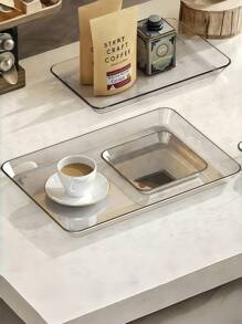 1 Stück klare Servierplatte, Frühstücksserviertablett zum Essen, Arbeiten und Aufbewahren von Party-Desserts und Brot, ideal für Party-Präsentation, Cupcake-Präsentationsplatte, für Schlafzimmer, Küche, Wohnzimmer, Badezimmer, Krankenhaus und Outdoor-Partynutzung, Küche, Weihnachtsgeschenk