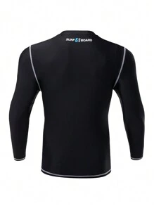 Manfinity Swimmode Camiseta de surf con bloque de color en contraste y estampado de letra para hombres
