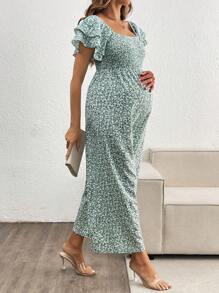 SHEIN 孕妇休闲连体裤，简约时尚，适合日常穿着 - 綠色 - 查看 7