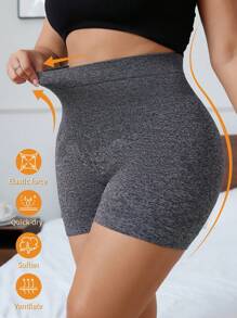 1pc Seamless Plus Size Butt Lifting And Abdomen Control Shaping Shorts - Dark Grey - View 3