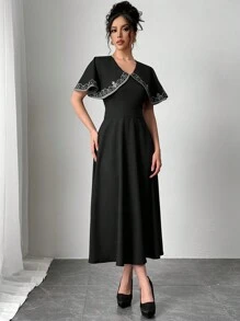 Chiquease Women's Elegant Long Dress With Shawl Collar, Casual For Spring/Summer