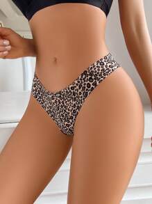 Leopard Print Hollow Out Sexy & Bold String Thong Panties ClassicAnimalPrint - Multicolor - View 3