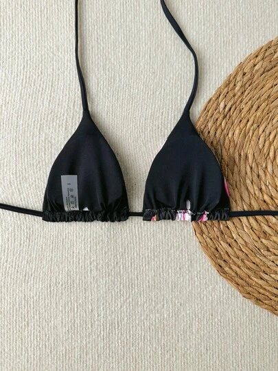Swim Vcay Top de bikini de vacanță cu imprimeu floral de primăvară pentru femei