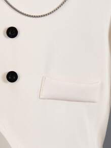 SHEIN 青少年男孩绅士三件套：双排扣背心 + 长裤 + 无领正装西装，适合生日派对、舞会、婚礼、洗礼、 1 岁生日 - 杏色 - 查看 6