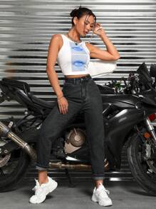 SHEIN PETITE Casual Denim Jeans, Simple And Fashion For Daily Wear