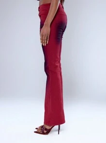 MUSERA 低腰喇叭水洗牛仔裤，90年代春季可爱夏日时尚款 - 紅色 - 查看 3