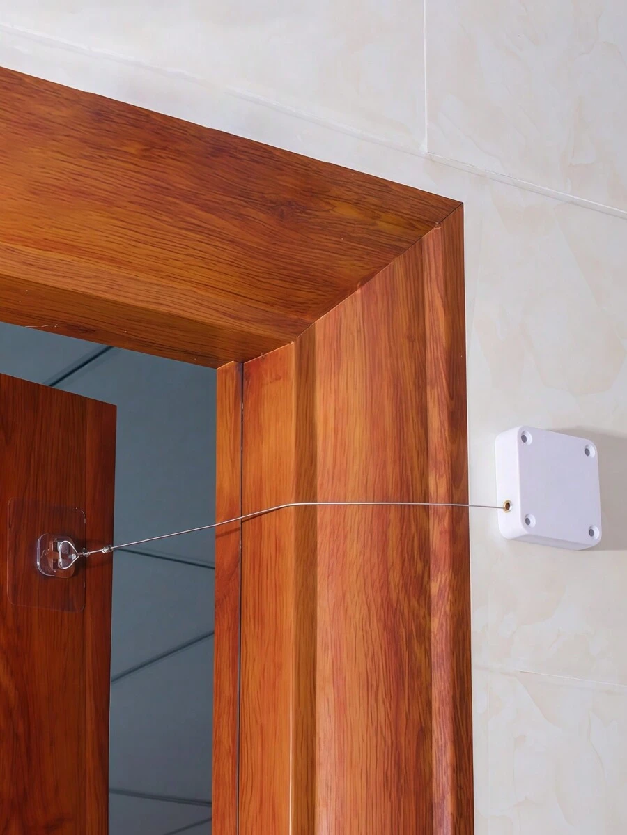 2/1Pc 6.5Cm White No-Drilling Automatic Door Closer With Cord, Easy And Quiet To Install, Suitable For Home Decoration, Kitchen, Bathroom, Dormitory, Toilet - White - View 1