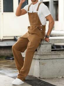 Manfinity Hypemode Men's Solid Color Pocketed Casual Versatile Sleeveless Jumpsuit